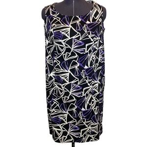 Dana Kay women's size 22W sleeveless sheath midi dress white purple line print